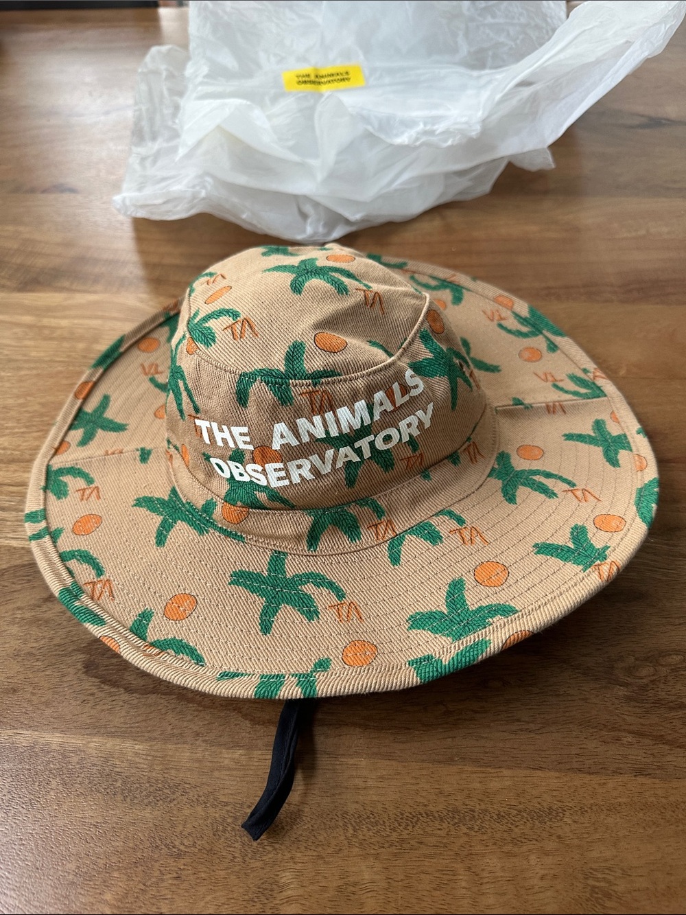 The Animals Observatory - Kids' Tuna Palm Print Sun Hat with black drawstring